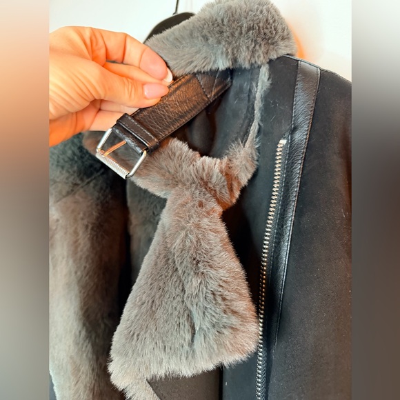 🖤 ZARA Black Jacket with Grey Shearling – Size S - Picture 7 of 16